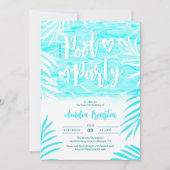 熱帯パームサマーブループールパーティースウィート16 招待状 (正面)