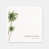 熱帯パームツリーエキゾチックなミニマル結婚リスト スタンダードカクテルナプキン (正面)