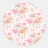 熱帯パームツリークリスマス ラウンドシール (正面)