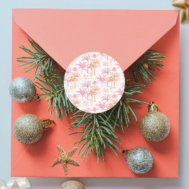 熱帯パームツリークリスマス ラウンドシール