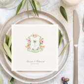 熱帯パームツリークレストモノグラム夏結婚の スタンダードカクテルナプキン