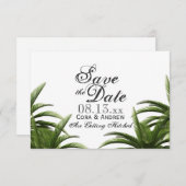 熱帯パームツリーグリーンウェディング日を保存 招待状 (正面/裏面)