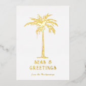 熱帯パームツリーシーズとグリーティングクリスマス 箔シーズンカード (正面)