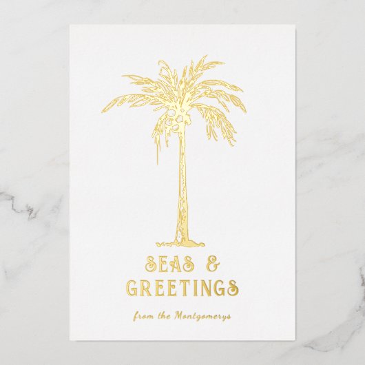 熱帯パームツリーシーズとグリーティングクリスマス 箔シーズンカード (正面)