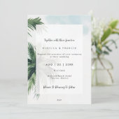 熱帯パームツリーズブルースカイ結婚式招待状 招待状 (スタンド正面)