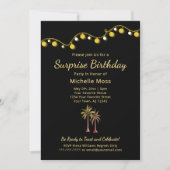 熱帯パームツリーズ大人のサプライズ誕生日パーティー 招待状 (正面)