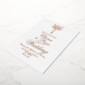 熱帯パームツリーハンドドロー結婚ドのプレス 箔招待状 (回転した状態)