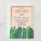 熱帯パームツリーバナナリーフ金ゴールドバチェロレッテ 招待状 (正面)