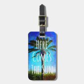 熱帯パームツリーブルースカイ「来ここザ・サン」 ラゲッジタグ (正面縦)