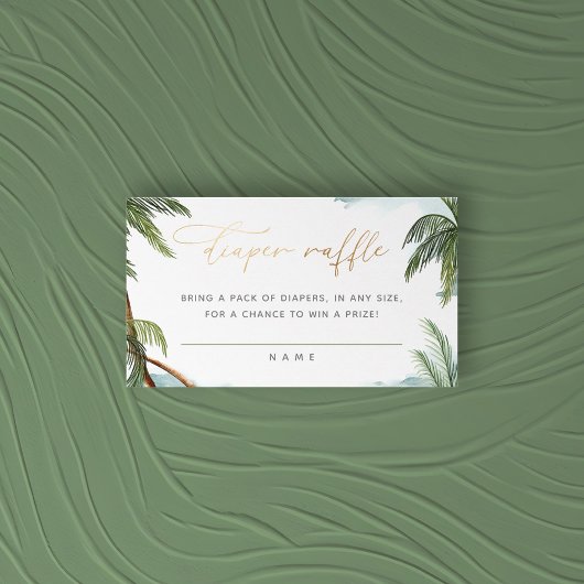 熱帯パームツリーベビーシャワーおむつラッフル エンクロージャーカード