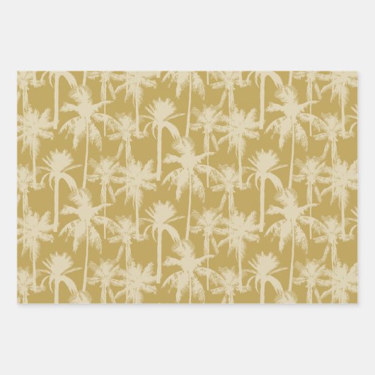 熱帯パームツリーヴィンテージパターン ラッピングペーパーシート (正面3)