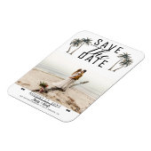 熱帯パームツリー沿岸の結婚式は日付を保存 マグネット (左側)