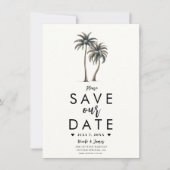 熱帯パームツリー沿岸の結婚式は日付を保存 招待状 (正面)
