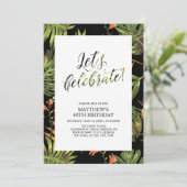 熱帯パームパターン大人40歳の誕生日パーティー 招待状 (スタンド正面)