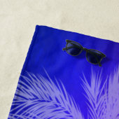 熱帯パームパープル/ブルーパーソナライズされたビーチタオル ビーチタオル (インサイチュ)