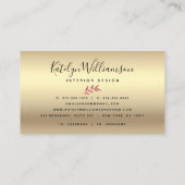 熱帯パームピンク金ゴールドエレガントスクリプトタイポグラフィ 名刺 (裏面)