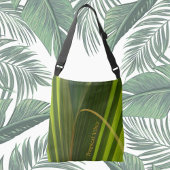 熱帯パームフロンズグリーンストライプのパーソナライズされた クロスボディバッグ