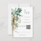 熱帯パームモダン結婚木のQRコード 出欠カード (正面)