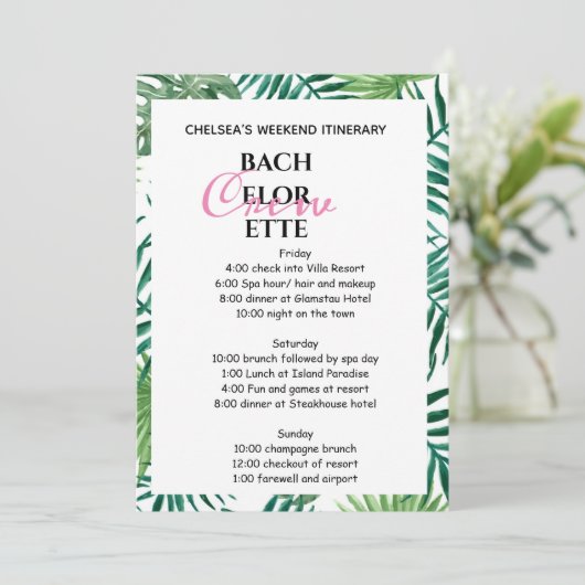 熱帯パームリーフィーバチェロレッテ週末の日程 招待状 (スタンド正面)