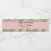 熱帯パームリーフグリーン結婚パターンの水底 ペットボトルラベル (シングルラベル)