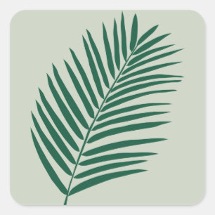 熱帯パームリーフセージ緑とオリーブグリーン スクエアシール