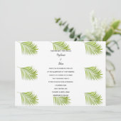 熱帯パームリーフパターングリーンホワイト結婚ズ 招待状 (スタンド正面)