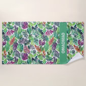 熱帯パームリーフパターンビーチタオル ビーチタオル (正面)