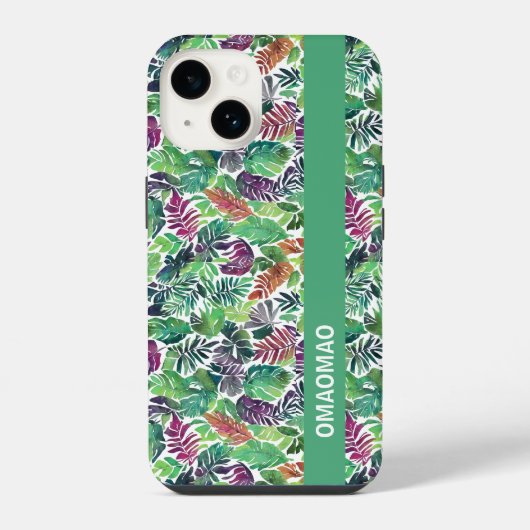 熱帯パームリーフパターンiPhoneケース iPhoneケース (裏面)