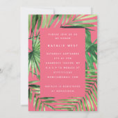 熱帯パームリーフブライダルシャワーへの招待 セーブザデート (裏面)