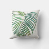 熱帯パームリーフプリント、水彩 クッション (裏面)