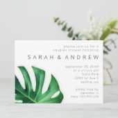 熱帯パームリーフミニマリストカップルのシャワー 招待状 (スタンド正面)