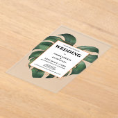 熱帯パームリーフモンステラ結婚ス アクリル招待状 (レイダウン)