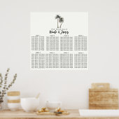 熱帯パーム素朴の結婚シーティングチャート ポスター (キッチン)