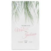 熱帯パーム結婚の感謝してい濃い緑のピンク色の白 スモールペーパーバッグ (裏面)