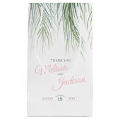 熱帯パーム結婚の感謝してい濃い緑のピンク色の白 スモールペーパーバッグ (正面)