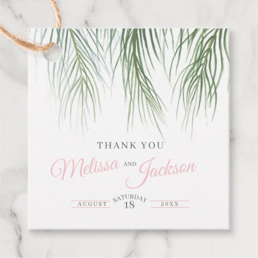 熱帯パーム結婚の感謝してい濃い緑のピンク色の白 フェイバータグ (正面)