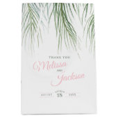 熱帯パーム結婚の感謝してい濃い緑のピンク色の白 ミディアムペーパーバッグ (正面)