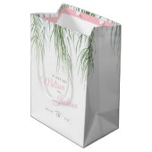 熱帯パーム結婚の感謝してい濃い緑のピンク色の白 ミディアムペーパーバッグ (裏面アングル)