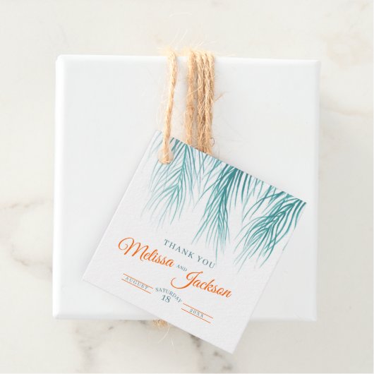 熱帯パーム結婚の感謝してい濃緑色オレンジ フェイバータグ (インサイチュ)