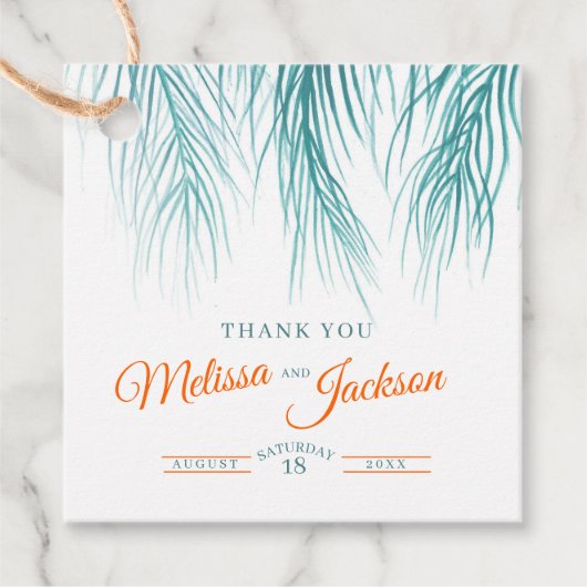 熱帯パーム結婚の感謝してい濃緑色オレンジ フェイバータグ (正面)