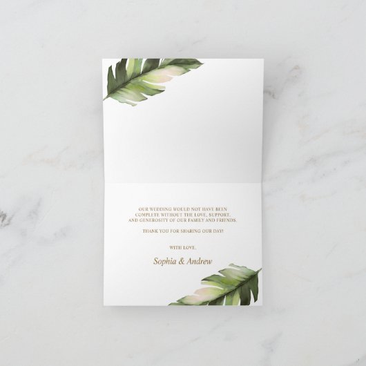 熱帯パーム結婚リーフサンキューカード サンキューカード (内部)