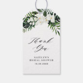 熱帯パーム葉の緑のフローラブライダルシャワー ギフトタグ (裏面)