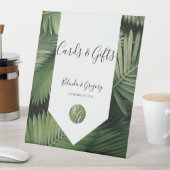 熱帯パーム葉の緑の結婚式のカード 台座サイン (インサイチュ)