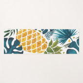 熱帯パーム葉ズゴールデンパイナップルホワイトブルー ヨガマット (正面(横))