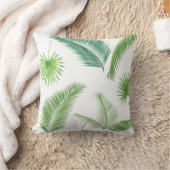 熱帯パーム葉ツリーの水彩傾向 クッション (ブランケット)