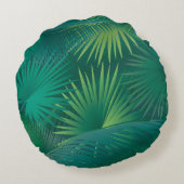 熱帯パーム葉ツリーの水彩傾向 ラウンドクッション (裏面)