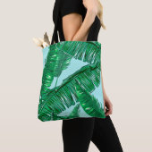 熱帯パーム葉ヴィンテージフローラパターン トートバッグ (クローズアップ)