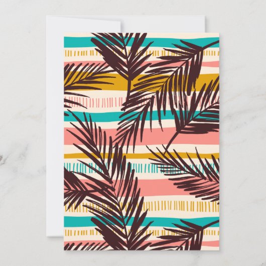 熱帯パーム葉夏のの赤ストライプちゃんシャワー 招待状 (裏面)