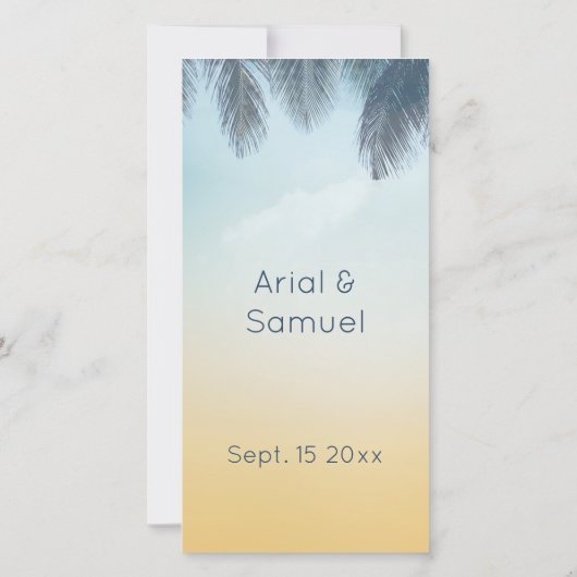 熱帯パーム葉結婚の座席のチャート (裏面)