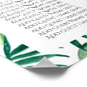 熱帯パーム葉結婚の座席のチャート ポスター (角)